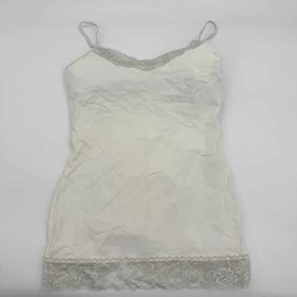 EXPRESS Lace Trim Bra Cami Tank Top Size M White Stretch Romantic Preppy Y2K - Picture 1 of 6